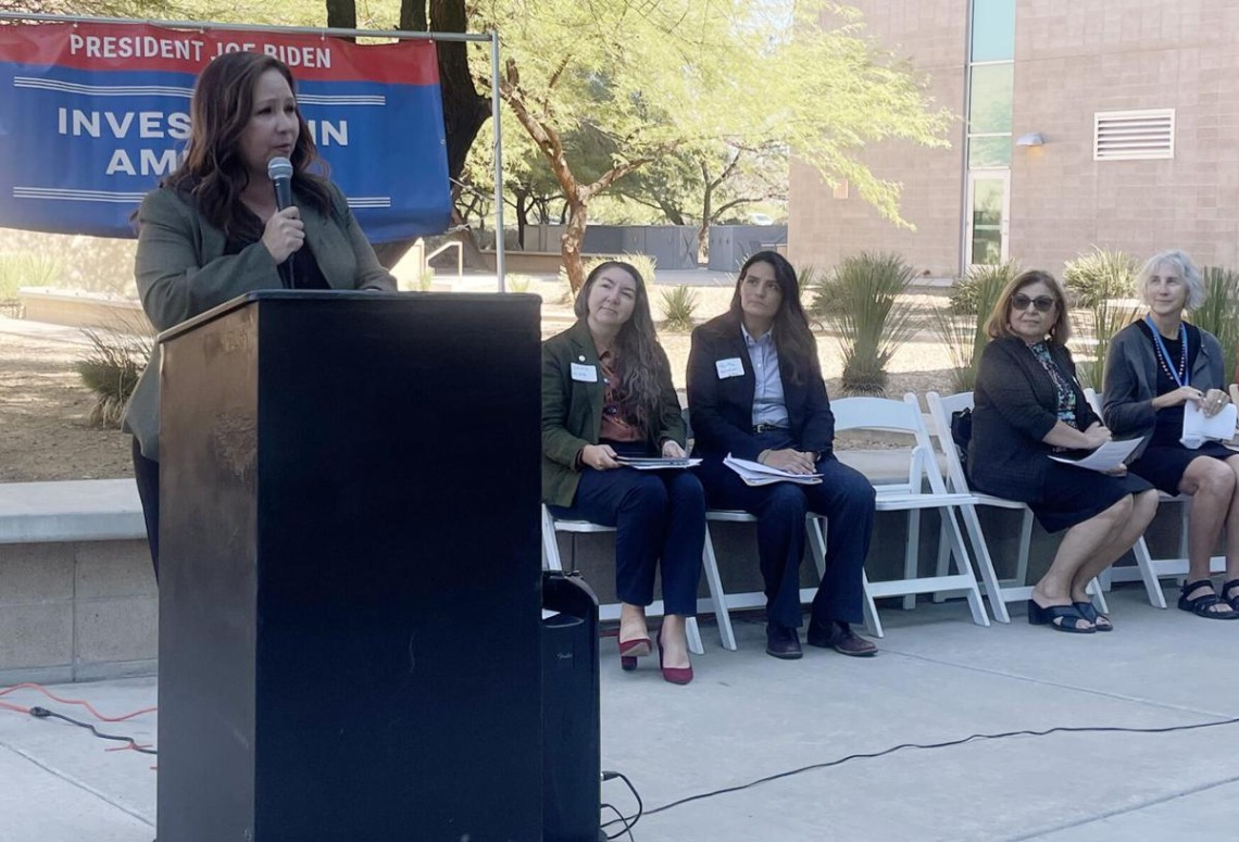 Pima County Supervisors Chair Adelita Grijalva speaks at the Environmental Protection Agency Event
